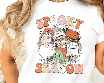 Camisa da temporada assustadora de Toy Story, camisa de doces ou travessuras, camisa de Halloween da Disney, camisa de Halloween de Toy Story, personagens de Toy Story