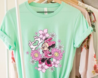 Minnie Floral Shirt, Disney Shirt, Disney Flower Shirt, Minnie Mouse Shirt, Disneyland Shirt, Disneyworld Shirt, Disney Floral shirt