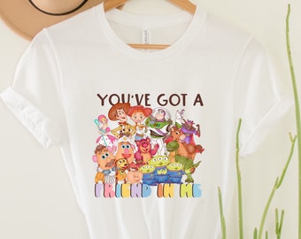 Tienes un amigo en mí camiseta, camiseta de Disney Toy Story, camiseta de personajes de Toy Story, Woody Buzz Lightyear, hasta el infinito y más allá