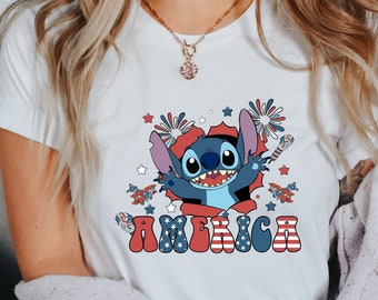 America Stitch Shirt,Stitch American 4th Of July Shirt, Disney USA Flag, Disney Patriotic Shirt, Memorial Day Shirt, Funny 4th Of July Shirt