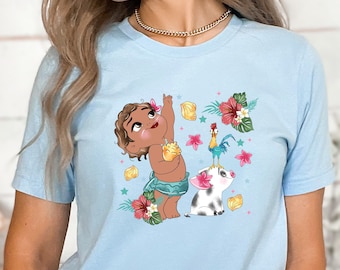 モアナ シャツ、ディズニー プリンセス シャツ、ヘイヘイとプアの T シャツ、マジック キングダム、WDW ホリデー、ディズニー旅行、ユニセックス T シャツ