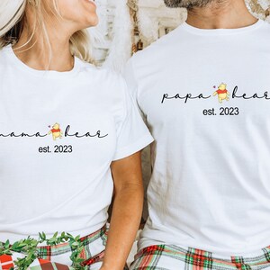 Mama and Papa Pooh Bear Shirt Pooh Bear Est 2023 shirt, Disney Shirt, Disney Couple Shirt, Classic Winnie the Pooh Shirt for Birthday Party