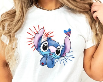 Stitch American 4th Of July shirt, Disney USA Flag, Disney Patriotic shirt, Memorial Day shirt, Funny 4th Of July shirt