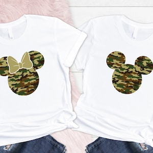 Minnie and Mickey Army Camouflaged Shirts, Disney Couple Shirts, Military Matching Shirts, Armed Forces