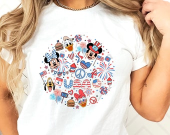 Camisa del 4 de julio de EE. UU., camisa del 4 de julio de Disney, camisa de Mickey y amigos, camisa americana, camisas a juego de Disney, camisa de viaje de Disney