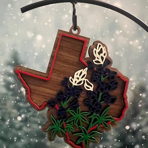 Hand painted Texas Bluebonnet Christmas Ornament