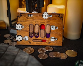 D&D 5e Action Tracker: Walnut/Red Oak Switchboard - Dungeons and Dragons Stat Tracker