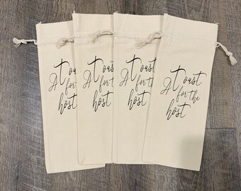 Toast to the Host Wine Bag, Canvas Drawstring Gift Bag