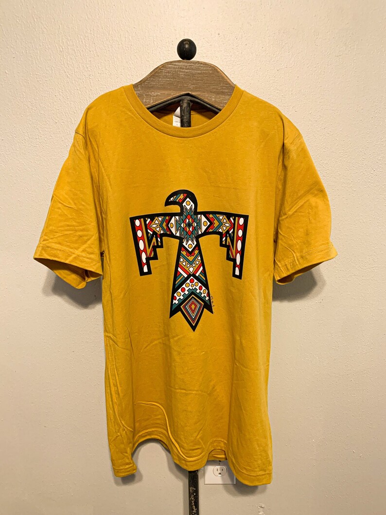 Geometric Thunderbird Tee, Aztec, Red White Turquoise, Western, Rustic Shirt image 3