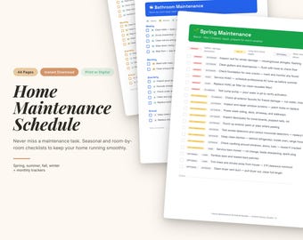 Home Onderhoudsschemabundel | Seizoens-, kamer- en apparaatlogboeken (digitale download)
