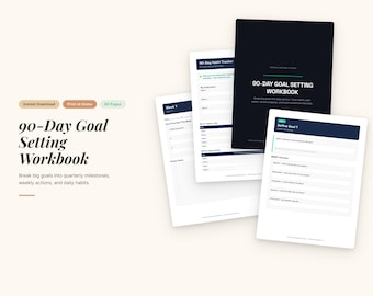 Cahier d'exercices pour l'établissement d'objectifs sur 90 jours | Agenda SMART, suivi des habitudes (téléchargement PDF)