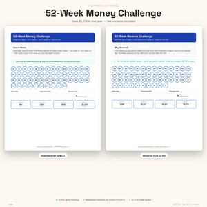 Savings Challenge Bundle | 52 Week, 100 Envelope, No Spend Tracker (Digital Download) image 3