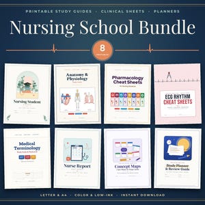 Nursing School Bundle: Student Planner, Pharmacology Cheat Sheets, Anatomy Study Guide, ECG, Medical Terminology imagen 1