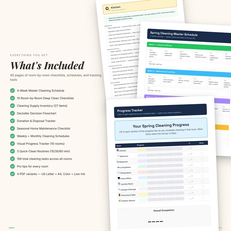 Spring Cleaning Checklist Bundle | Room-by-Room Deep Clean Planner (Digital Download) image 2