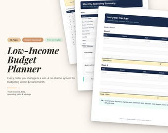 Budgetplanner voor lage inkomens | Paycheck-tracker, snap ebt-logboek (pdf-bestand met Amerikaanse brief)