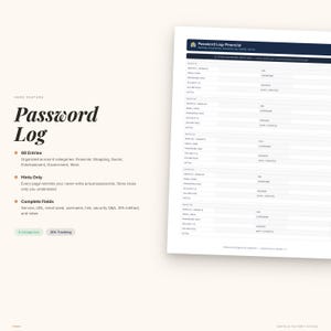 Password Organizer Printable | Digital Life Planner PDF (Instant Download) image 3