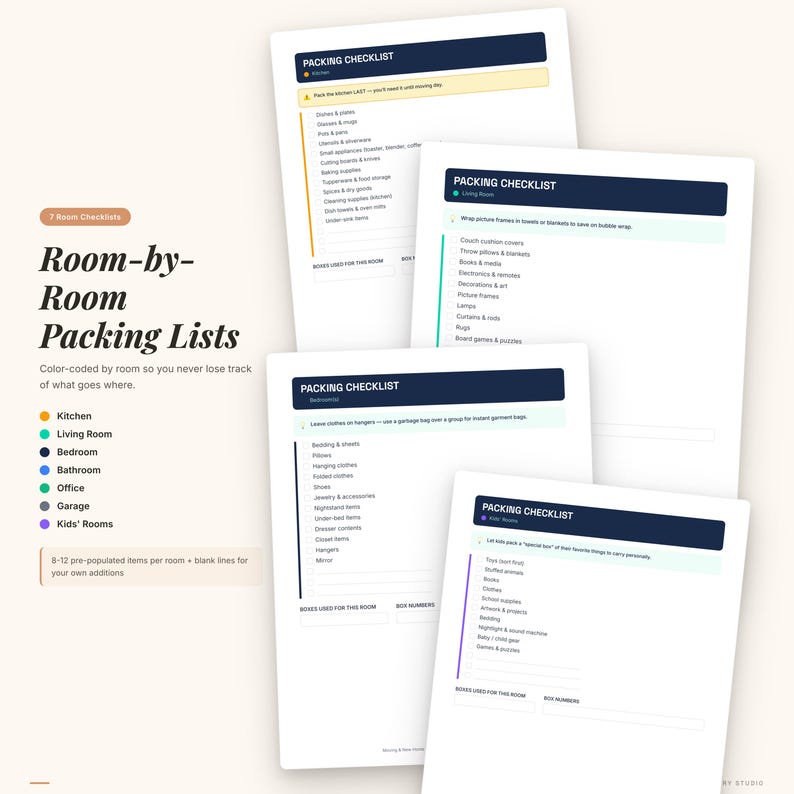 Moving Planner Bundle | 44-Page Checklist, Budget Tracker, Box Labels (PDF) image 3