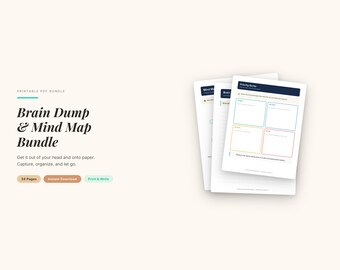 Lot Journal Brain Dump et carte mentale | Organisateur de réflexion PDF (téléchargement numérique)