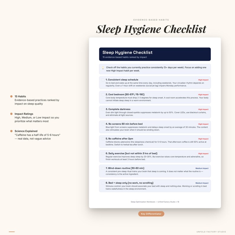 Sleep Optimization Workbook | Daily Log, Hygiene Checklist, CBT-I (Digital Download) image 5