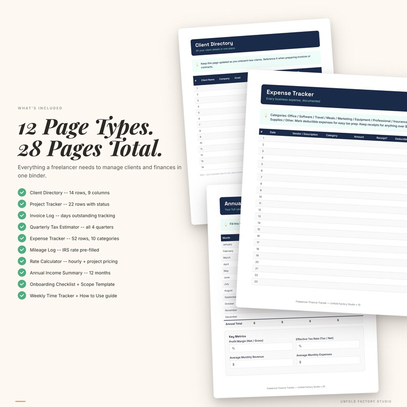 Freelancer Finance Tracker | Client, Invoice, Expense, Tax PDF Planner image 7