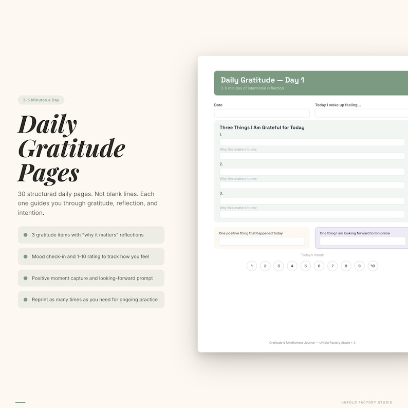Gratitude Mindfulness Journal | Daily Prompts, Breathing Exercises (Digital Download) image 2