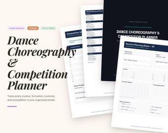 Dance Competition Planner Printable | Choreography Organizer | Routine Formation Tracker | Dance Teacher Binder PDF