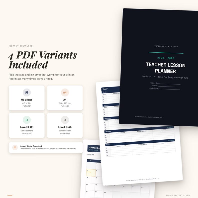 2026-2027 Teacher Lesson Planner | Pre-Dated Academic Year PDF image 8