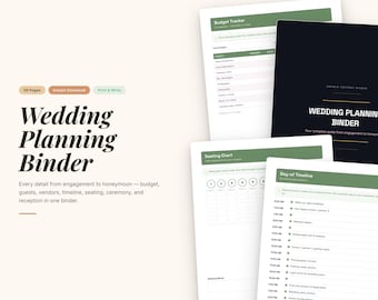 Wedding Planner Binder | Budget, Guest List, Timeline, Seating Chart (Digital Download)