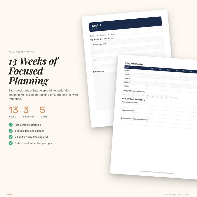 90-Day Goal Setting Workbook | SMART Planner, Habit Tracker (PDF Download) image 5