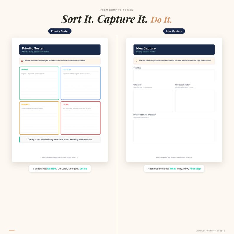 Brain Dump Journal & Mind Map Bundle | Thought Organizer PDF (Digital Download) image 6