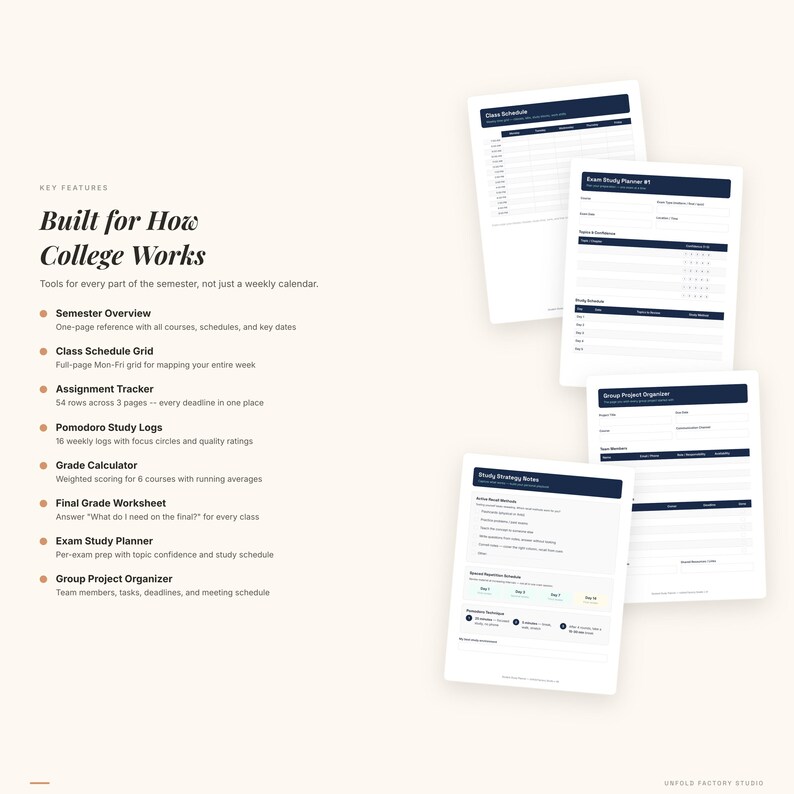 College Semester Planner | Assignment Tracker, Grade Calculator, Exam Prep (Digital Download) afbeelding 6