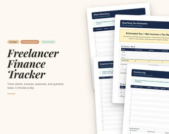 Freelancer financiële tracker | Klant, factuur, onkosten, belasting pdf-planner