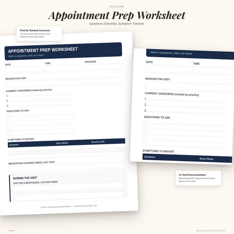 Chronic Illness Management Binder | Symptom Tracker, Flare Journal, Appointment Prep (PDF) image 3