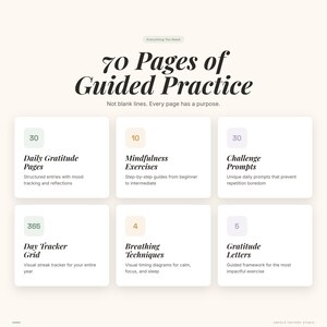 Gratitude Mindfulness Journal | Daily Prompts, Breathing Exercises (Digital Download) image 7