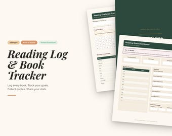 Reading Journal Tracker | Book Club Notes, TBR List, Stats Dashboard (PDF)