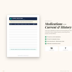 Ausdruckbarer Ordner für medizinische Unterlagen | Gesundheitsorganizer, Medikamenten-Tracker (PDF-Download) Bild 3
