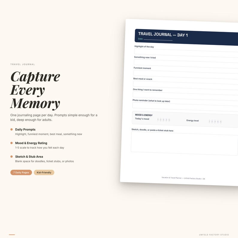 Vacation Planner Printable | Travel Itinerary, Budget, Packing List (Digital Download) image 6