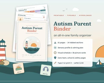 Autism Parent Binder Printable: Sensory Profile, Visual Schedule Cards, Daily Routine, Care Team Organizer