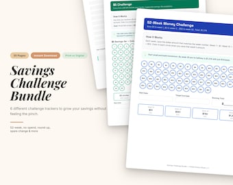Spaaruitdagingsbundel | 52 weken, 100 enveloppen, geen uitgaven-tracker (digitale download)