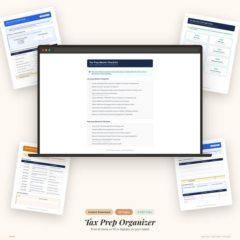 Lista de verificação para preparação de impostos 2026 | Controle de renda, deduções e despesas (Download digital) imagem 10