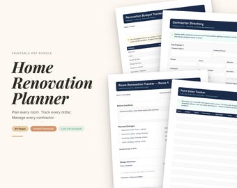 Planner voor woningrenovatie | Budget, aannemer, verflogboek (pdf-download)
