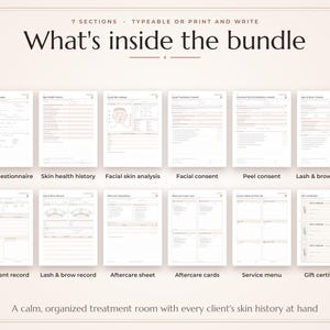 Esthetician Client Forms Bundle, Fillable Skin Care Intake Consent Form, Facial Treatment Record PDF image 2