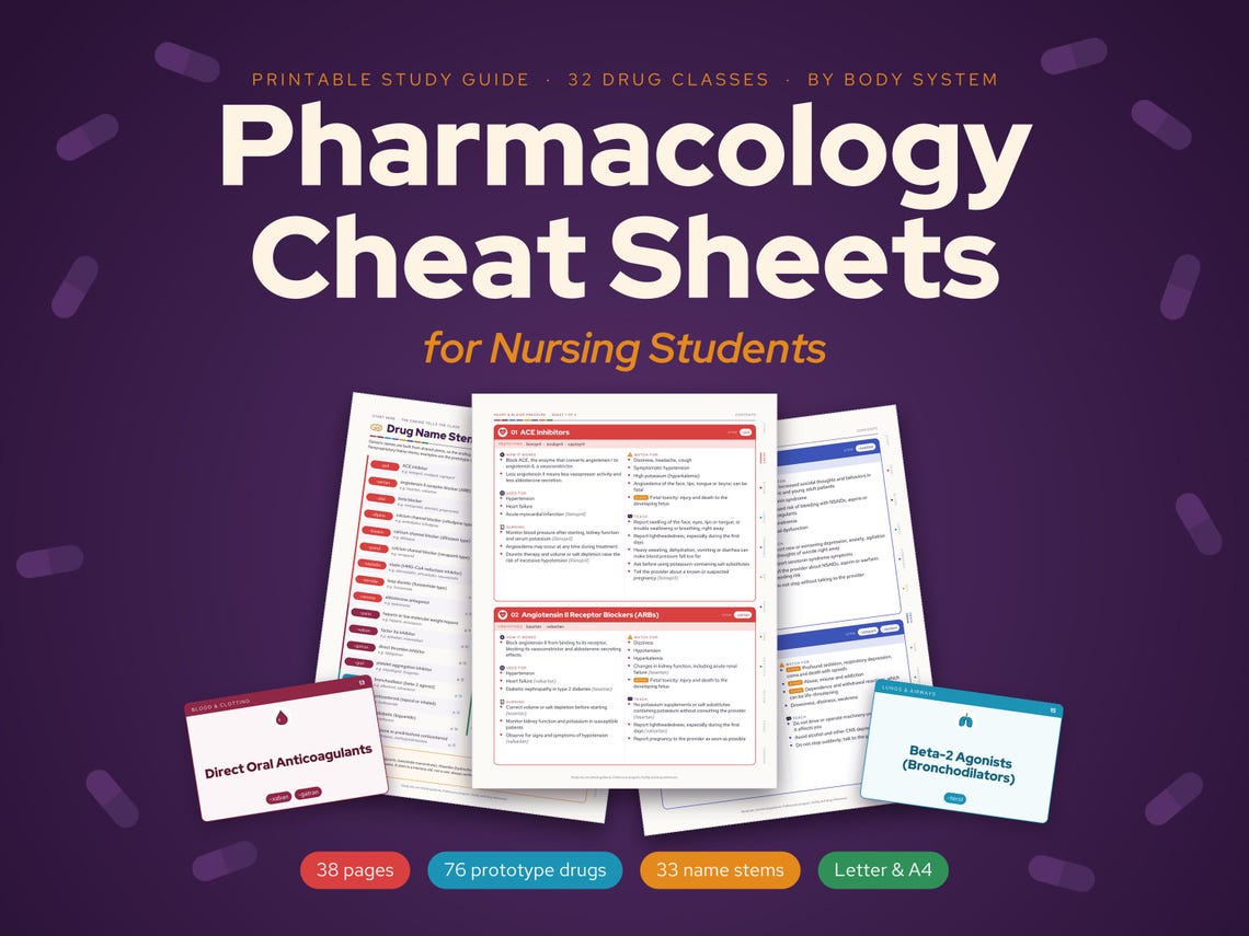 Pharmacology Cheat Sheets for Nursing Students