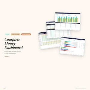 Complete Money Dashboard, Budget Net Worth Savings Tracker (Digital Download) image 1