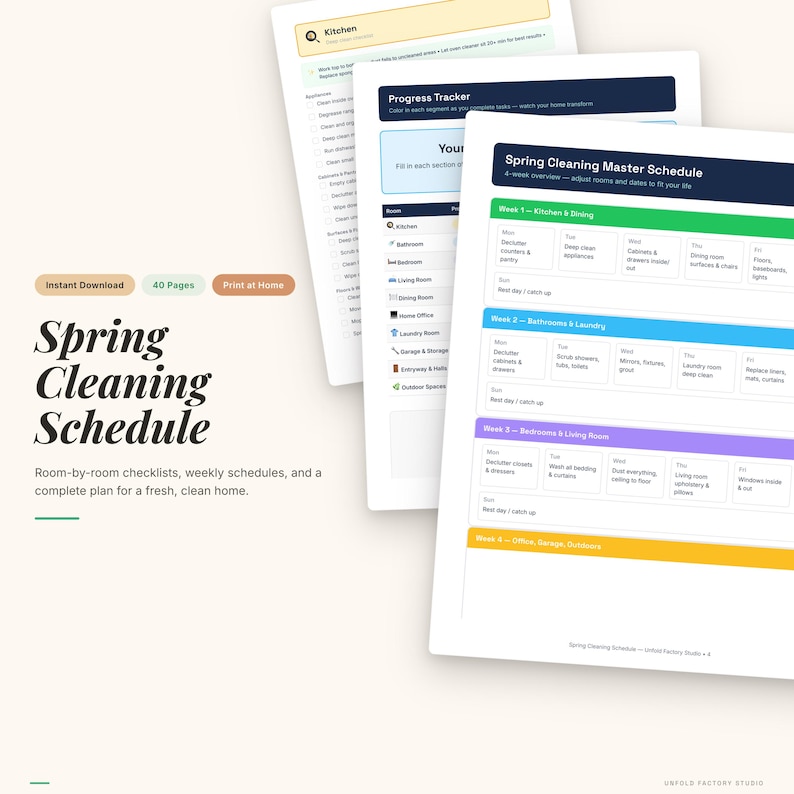 Spring Cleaning Checklist Bundle | Room-by-Room Deep Clean Planner (Digital Download) image 1