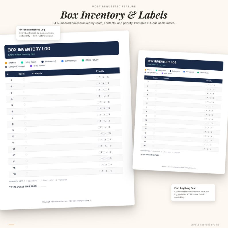 Moving Planner Bundle | 44-Page Checklist, Budget Tracker, Box Labels (PDF) image 4