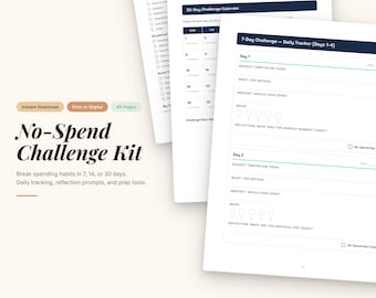 No Spend-uitdaging afdrukbaar 2026 | Tracker voor 30 dagen zonder uitgaven | Budgetplanner | Spaaruitdagingskit | Geldbesparende afdrukbare A4-pdf