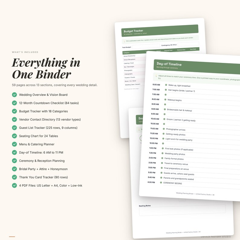 Wedding Planner Binder | Budget, Guest List, Timeline, Seating Chart (Digital Download) image 2