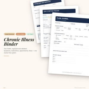 Chronic Illness Management Binder | Symptom Tracker, Flare Journal, Appointment Prep (PDF)