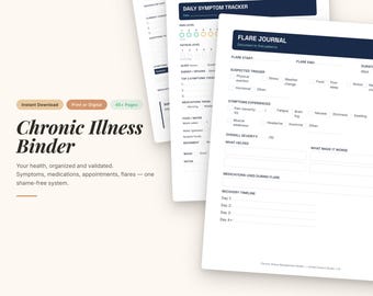 Chronic Illness Management Binder | Symptom Tracker, Flare Journal, Appointment Prep (PDF)